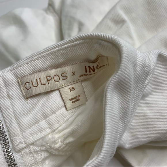 CULPOS x INC Puff Sleeve Denim Blouse in White - Picture 6 of 8